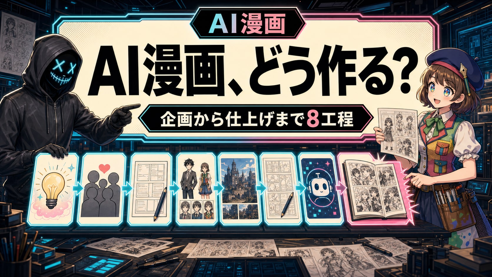 AI漫画の作り方｜ChatGPTで企画からキャラ固定・仕上げまで進める手順のアイキャッチ