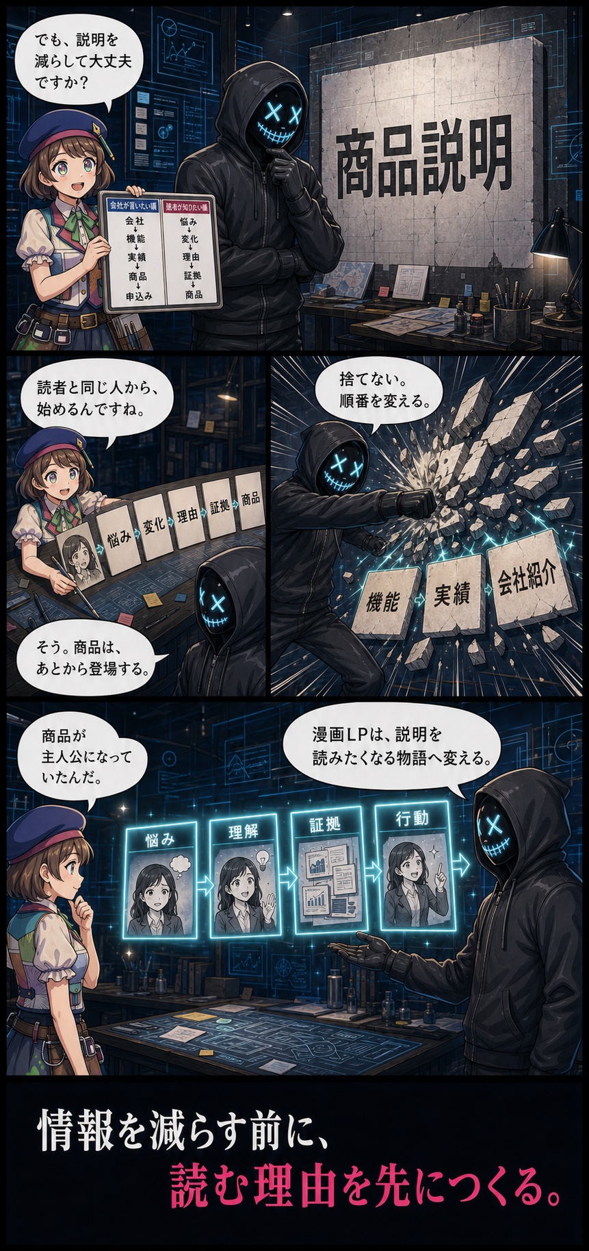 親バカ社長とコミコが説明を読まれる物語へ変える漫画3ページ目