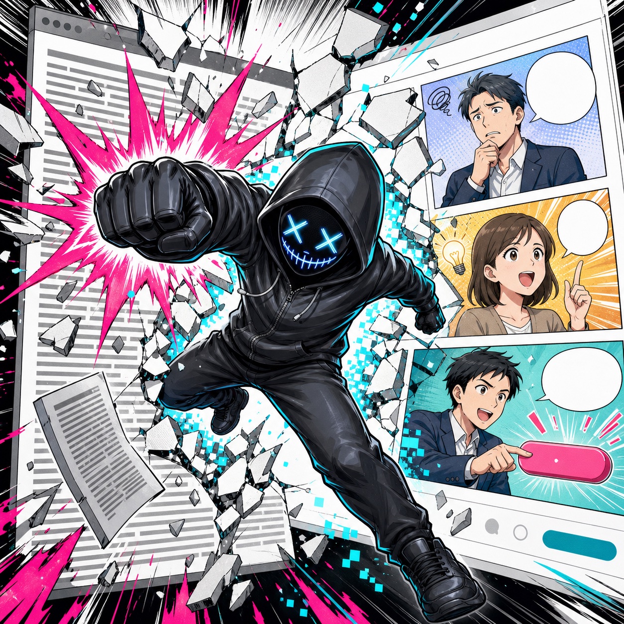 文章だらけのページを突き破り、漫画LPへ変える親バカ社長