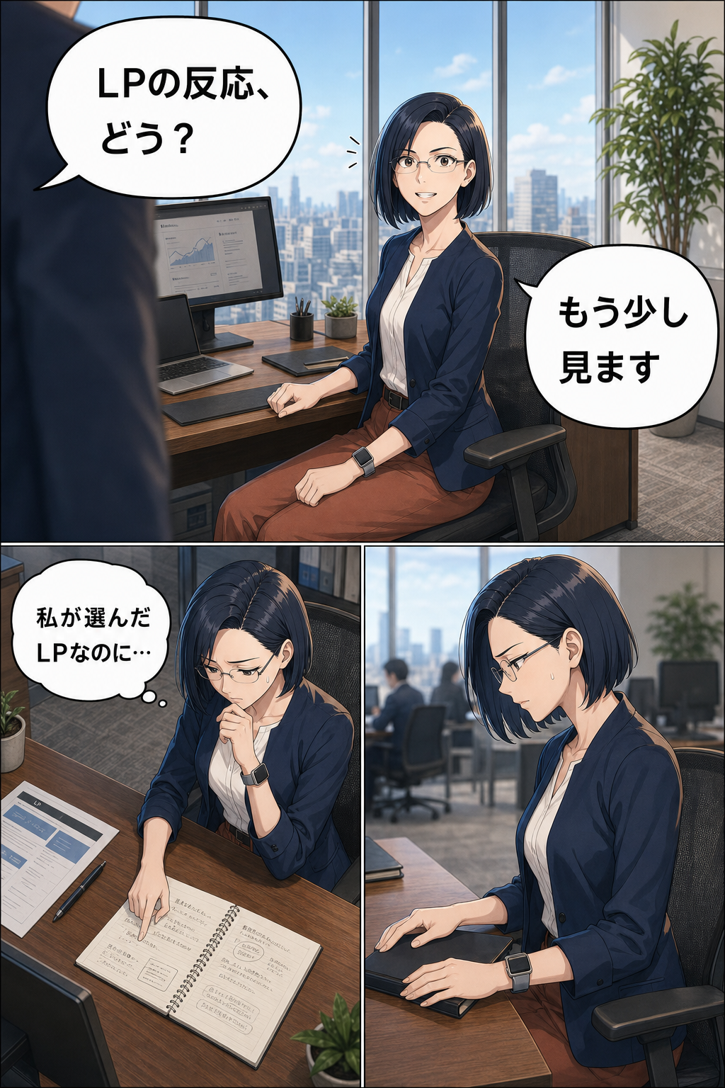 上司にLPの反応を聞かれ、MIKAが自分の選択を責めてしまう漫画