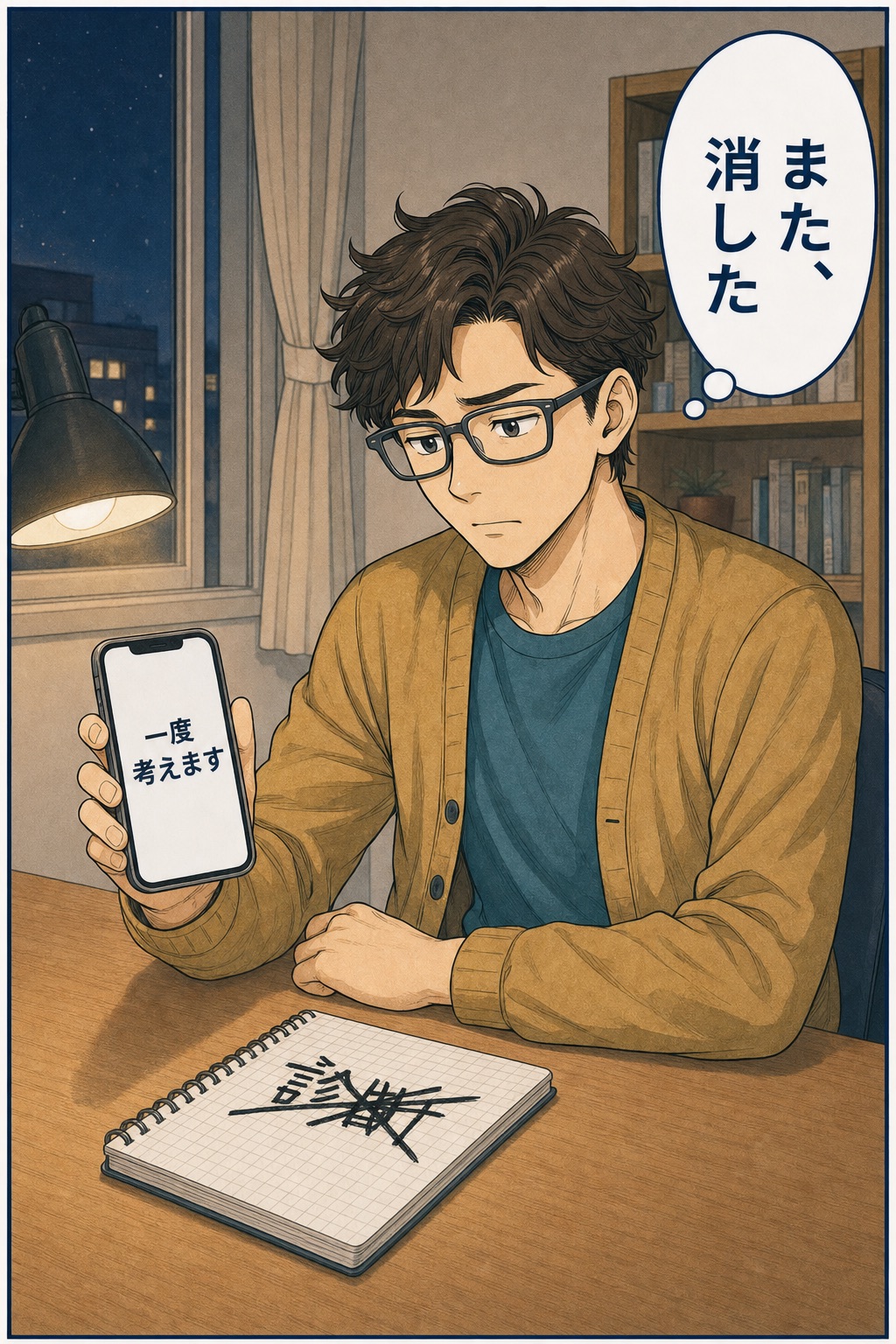 見込み客から一度考えますと届き、消した診断案を惜しむSOTAの漫画