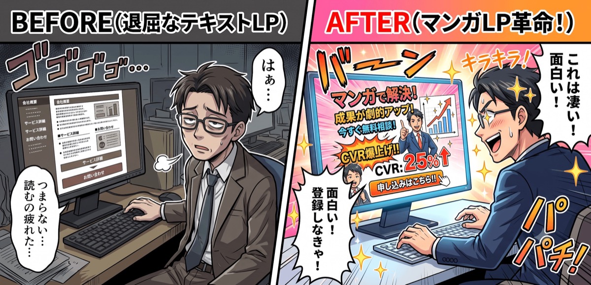 漫画LPとは?普通のLPとの違い・構成・費用・作り方を実例で解説のアイキャッチ